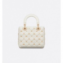 Sac Lady Dior My ABCDior Small libellules dorés blanc