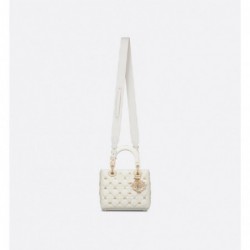 Sac Lady Dior My ABCDior Small libellules dorés blanc