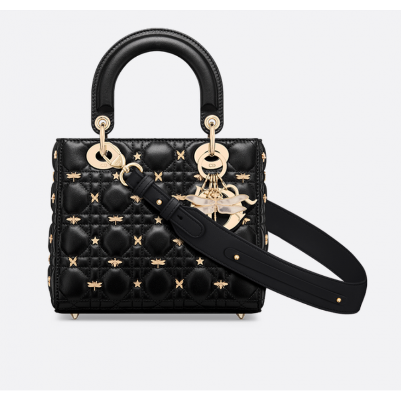 Sac Lady Dior My ABCDior Small libellules dorés noir