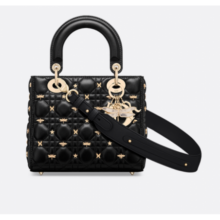 Sac Lady Dior My ABCDior Small libellules dorés noir