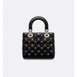 Sac Lady Dior My ABCDior Small libellules dorés noir