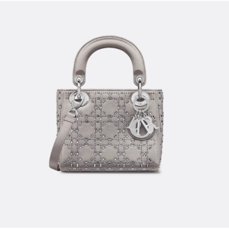 Sac Lady Dior Mini strassé gris