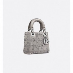 Sac Lady Dior Mini strassé gris