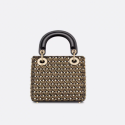 Sac Lady Dior Mini fils métallisés dorés