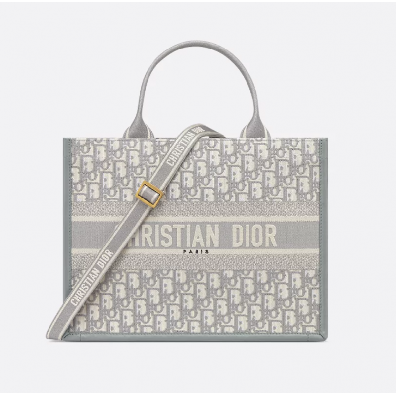 Sac Dior Book Tote Medium veau gris