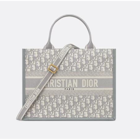 Sac Dior Book Tote Medium veau gris