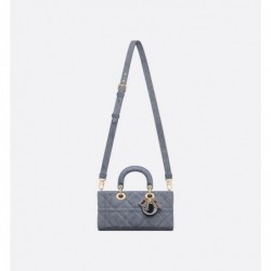 Sac Lady D-Joy Medium Denim Macrocannage bleu