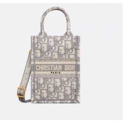 Sac vertical Dior Book Tote Mini Oblique gris