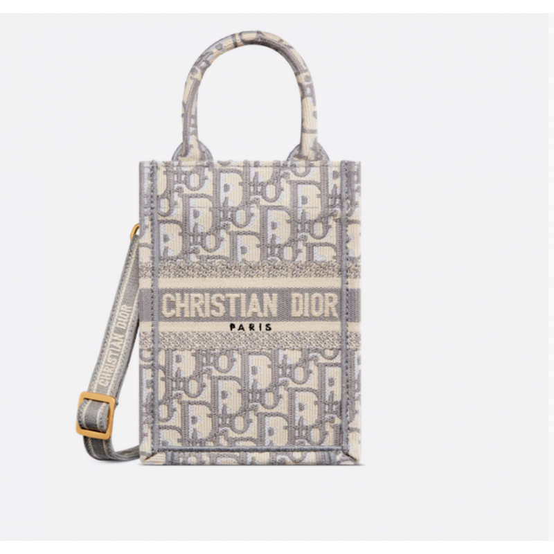 Sac vertical Dior Book Tote Mini Oblique gris