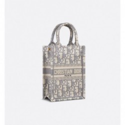 Sac vertical Dior Book Tote Mini Oblique gris