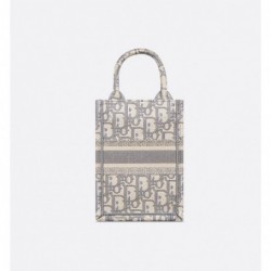 Sac vertical Dior Book Tote Mini Oblique gris