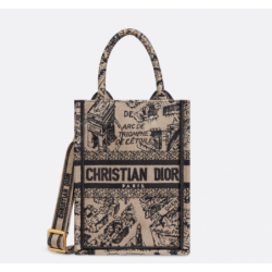 Sac vertical Dior Book Tote Mini beige et noir