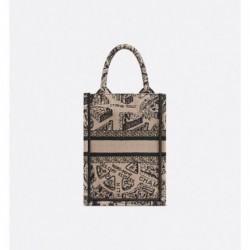 Sac vertical Dior Book Tote Mini beige et noir