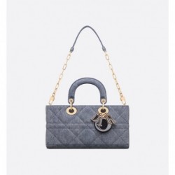 Sac Lady D-Joy Medium Denim Macrocannage bleu