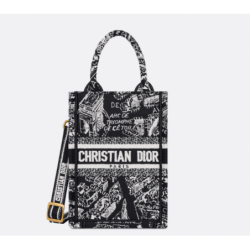 Sac vertical Dior Book Tote Mini noir et blanc