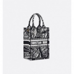 Sac vertical Dior Book Tote Mini noir et blanc