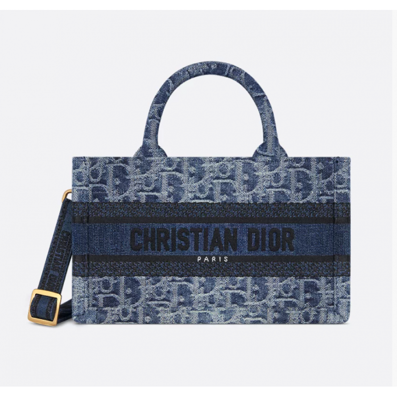 Sac Dior Book Tote Mini Oblique bleu