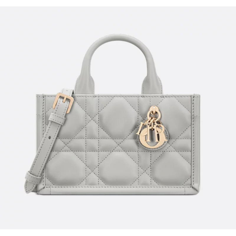 Sac Dior Book Tote Mini Macrocannage gris Cloud