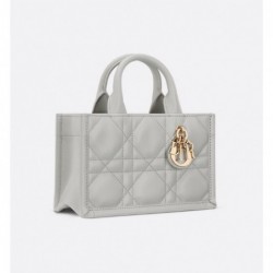 Sac Dior Book Tote Mini Macrocannage gris Cloud