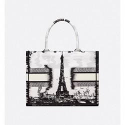 Sac Dior Book Tote Medium Paris blanche et noire