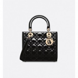 Sac Lady Dior Medium verni noir