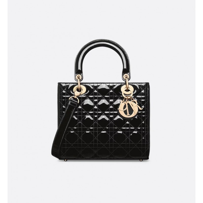 Sac Lady Dior Medium verni noir