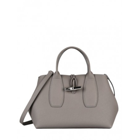 Sac porté main M Roseau cuir LONGCHAMP Tourterelle