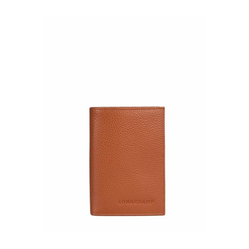 Etui passport Le Foulonné cuir LONGCHAMP Caramel