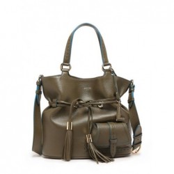 Sac seau M Premier flirt cuir LANCEL Kaki foncé