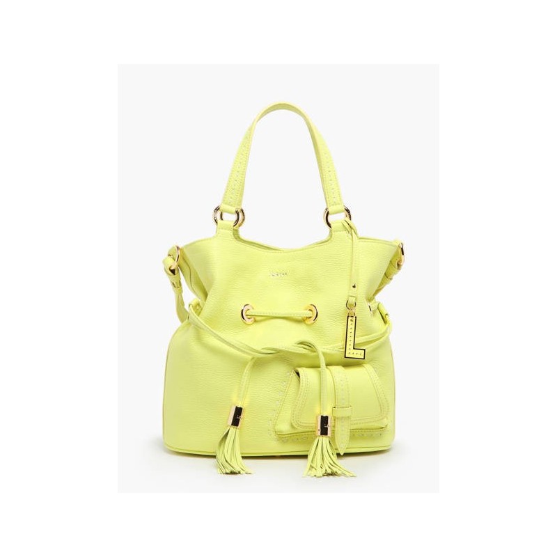 Sac seau M Premier flirt cuir LANCEL Citron vert