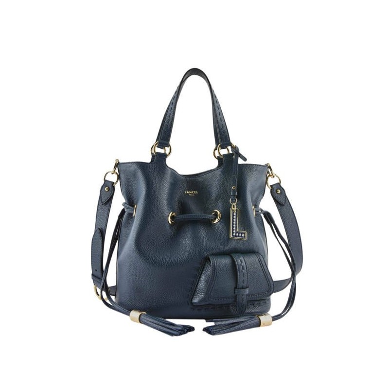 Sac seau M Premier flirt cuir LANCEL Bleu petrole