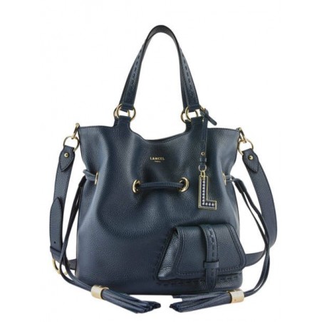 Sac seau M Premier flirt cuir LANCEL Bleu petrole