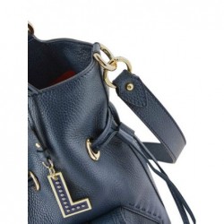 Sac seau M Premier flirt cuir LANCEL Bleu petrole