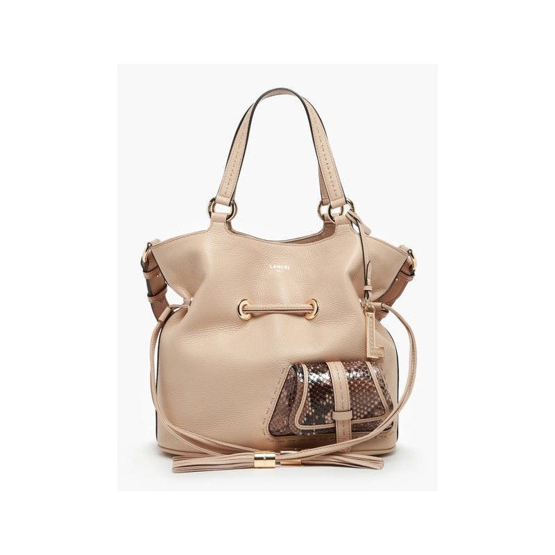 Sac seau M Premier Flirt Python cuir LANCEL Cappuccino doré