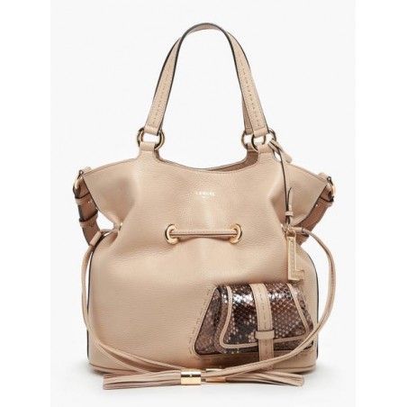 Sac seau M Premier Flirt Python cuir LANCEL Cappuccino doré