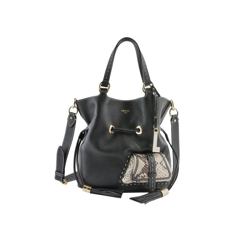 Sac seau M Premier Flirt Python cuir LANCEL Noir roccia