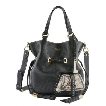 Sac seau M Premier Flirt Python cuir LANCEL Noir roccia