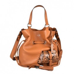 Sac seau M Premier Flirt Python cuir LANCEL Camel