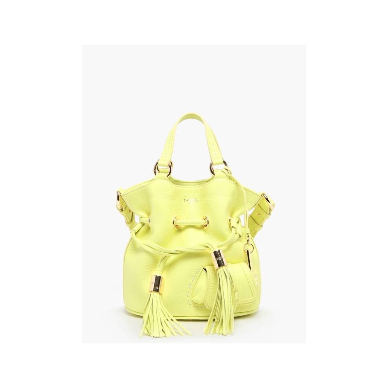 Sac seau S Premier Flirt cuir LANCEL Citron vert