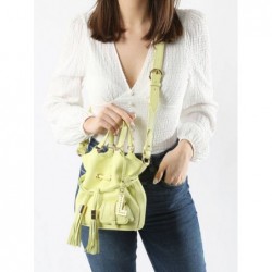 Sac seau S Premier Flirt cuir LANCEL Citron vert