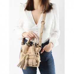 Sac seau S Premier Flirt cuir LANCEL Cappuccino doré