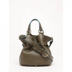 Sac seau S Premier Flirt cuir LANCEL Kaki foncé