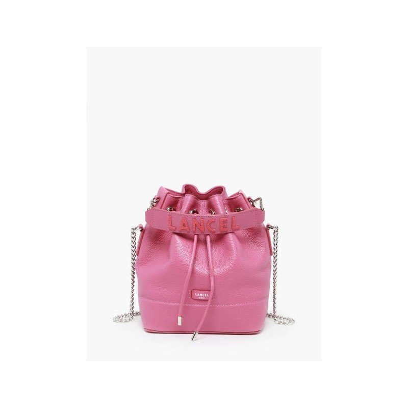 Sac seau S Ninon cuir LANCEL Cerise citrouille