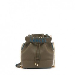 Sac seau S Ninon cuir LANCEL Kaki cobalt