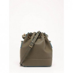 Sac seau S Ninon cuir LANCEL Kaki cobalt