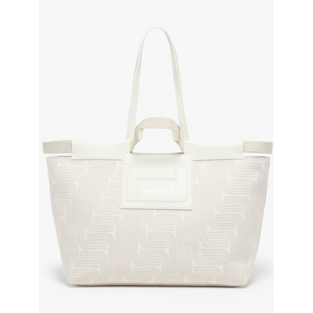 Sac cabas Camille Jacquard et cuir LANCEL Neige