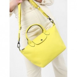 Sac porté main S Le Pliage Xtra cuir LONGCHAMP Citron