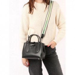 Sac porté main S Roseau Box cuir avec bandoulière LONGCHAMP Noir