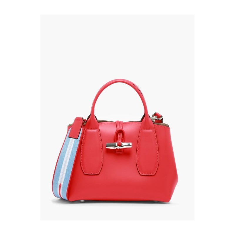 Sac porté main S Roseau Box cuir avec bandoulière LONGCHAMP Rouge