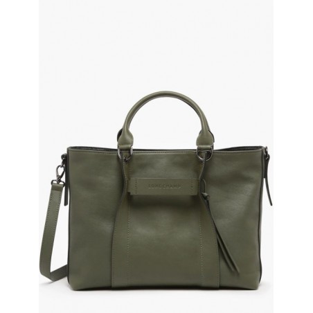 Sac porté main L Longchamp 3D cuir LONGCHAMP Kaki